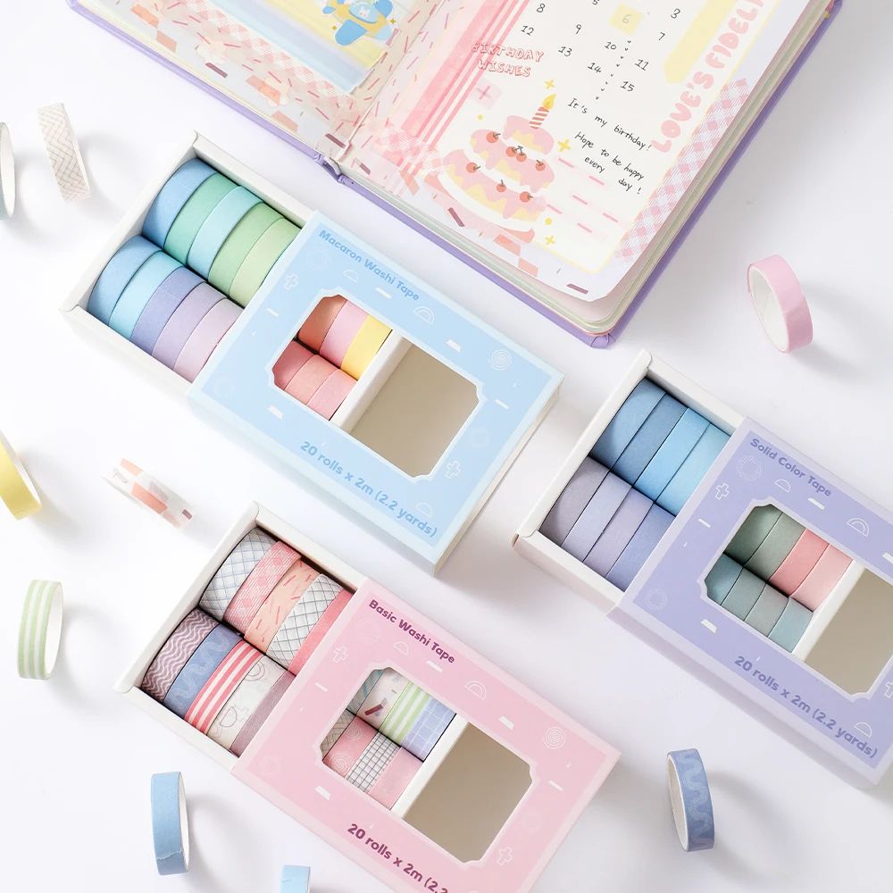 20 Rolls Colorful Slim Washi T - đánh giá và giá Masking Tape Thin