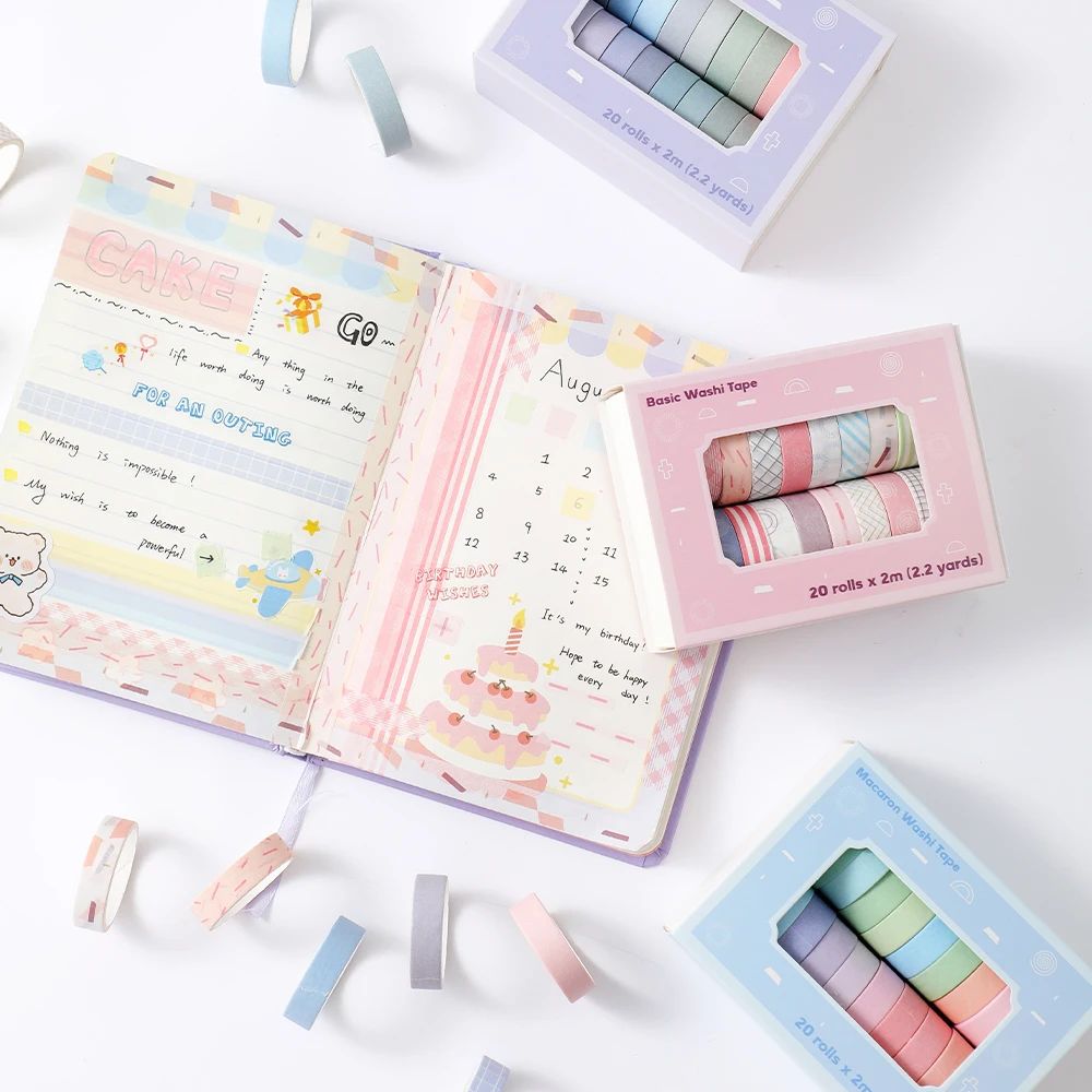 20 Rolls Colorful Slim Washi T - đánh giá và giá Masking Tape Thin